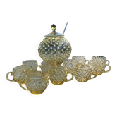 Service à punch vintage en verre ambré esprit Empoli ,années 60-70