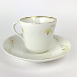 Vintage Mismatched Set of 6 Porcelain Cups and 5 Saucers - Gold