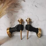 Pair of brass hand flare appliques