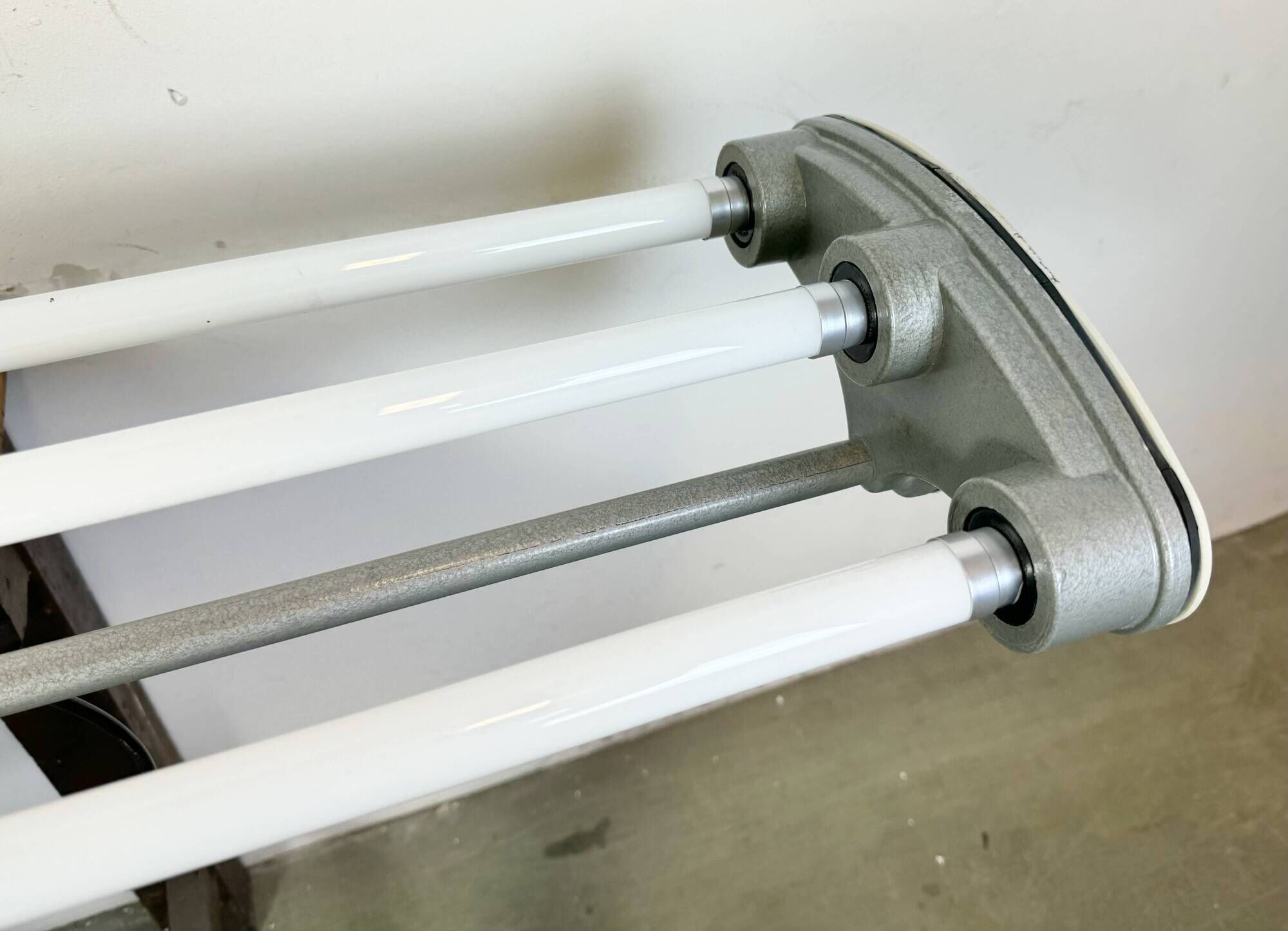 Grey Industrial Hanging Tube Light from Polam Gdansk, 1970s