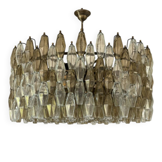 Luxury Contemporary Poliedro Murano Glass Chandelier in Brunish Finish