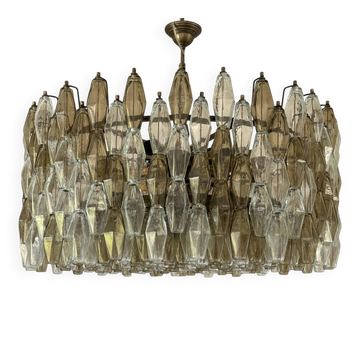 Chandelier contemporain de luxe en verre de Murano Poliedro avec finition brunie