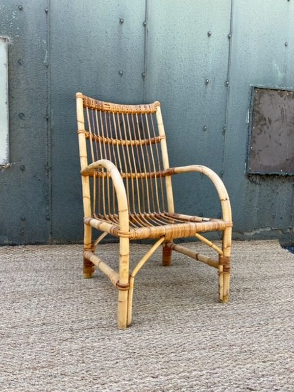 Fauteuil en rotin vintage