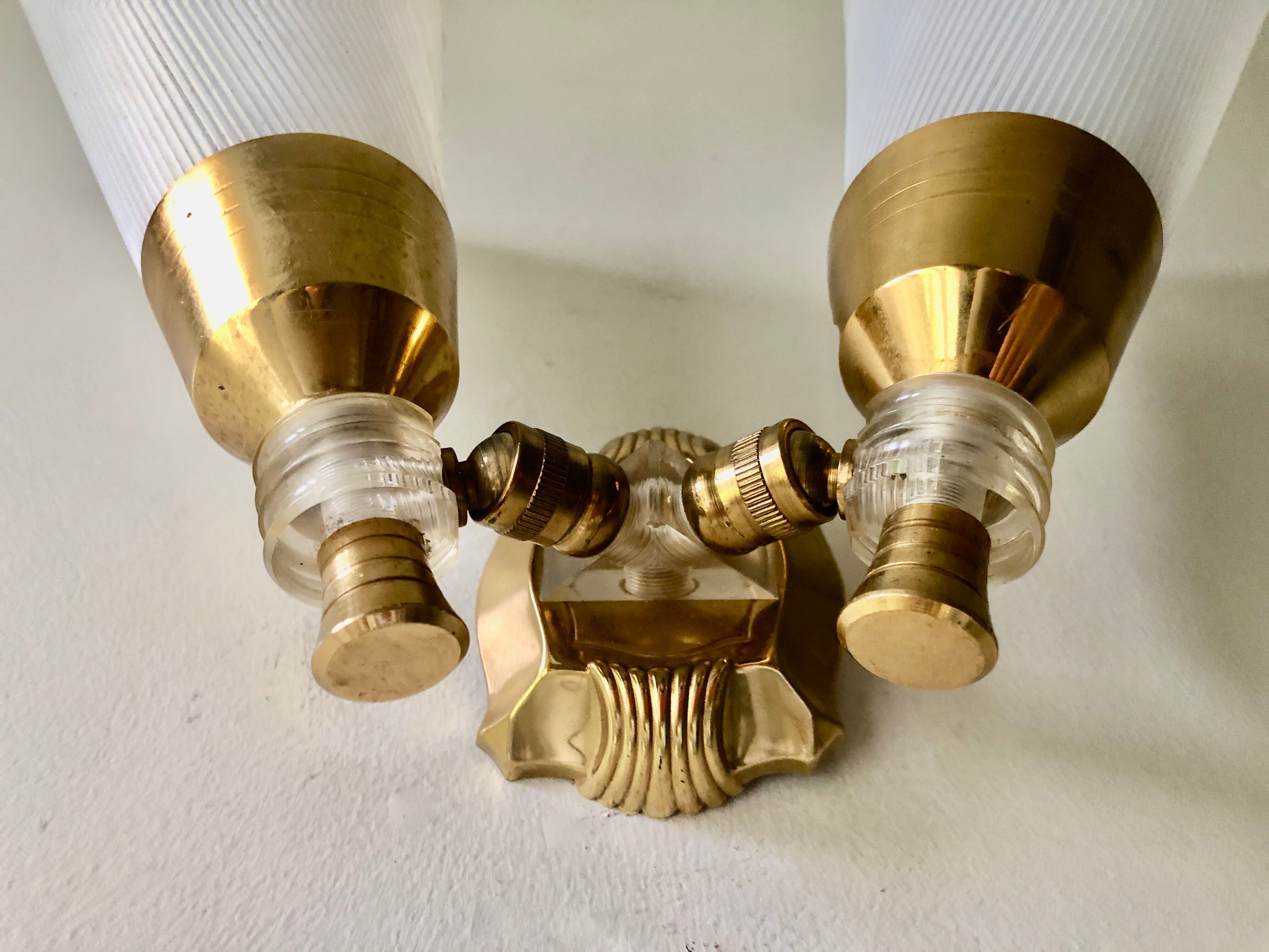 Double flambeau wall light plexiglass 1950