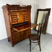 Biedermeier vintage oak and mahogany secretary desk, well-made, 1860.