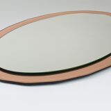 Cristal Arte Pink Oval Rosé Mid-Century Wall Mirror, Italy, 1960s