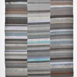 7x9 Gray & Teal Green Handmade Kilim Rug, 224x264Cm