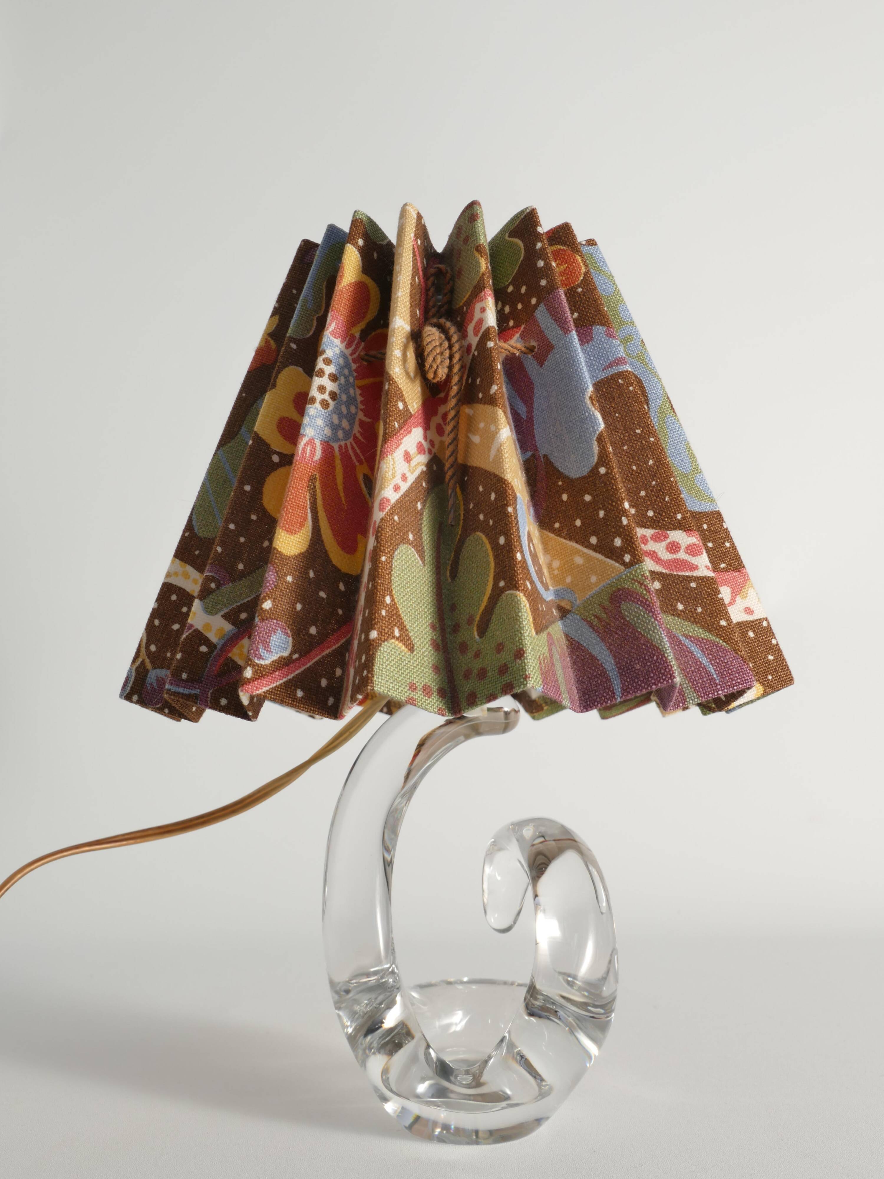 Sculptural Clear Crystal Glass Table Lamp by Schneider, France, 1950s