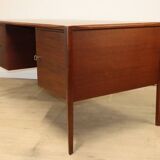 Vintage desk by Wilhelm Renz in double-sided teak, 1960s