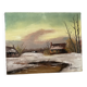 Small winter landscape painting, oil on canvas, signed.