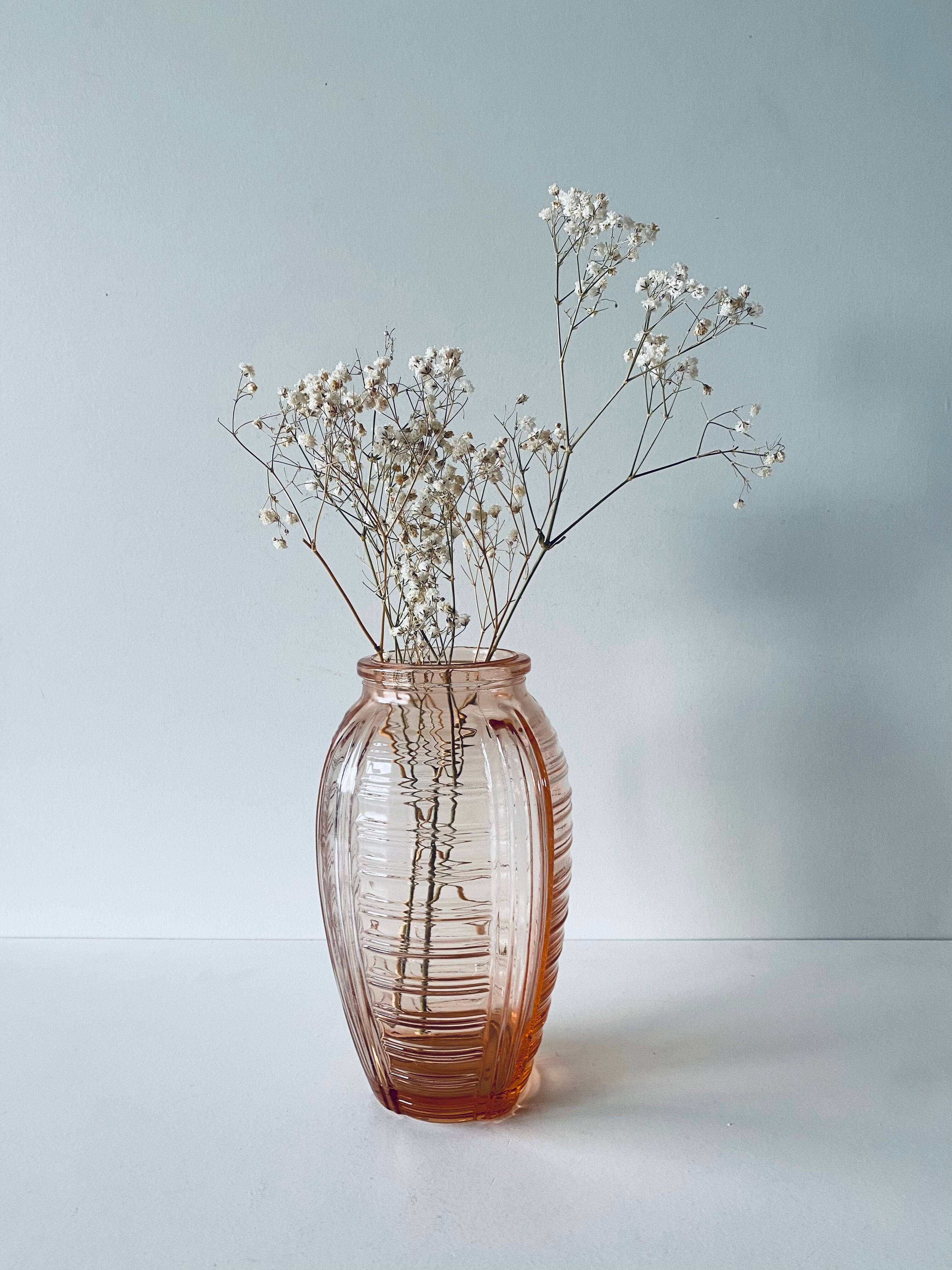 Old pink glass vase