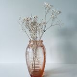 Vase rose ancien en verre