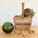 Vintage wicker bottle-bearer basket