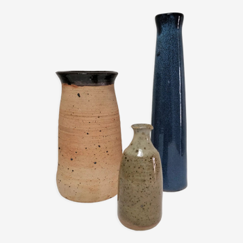 Three vintage ceramic stoneware vases