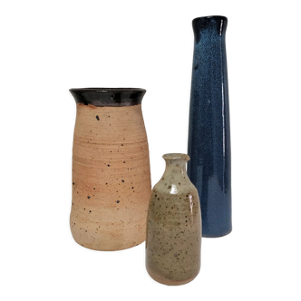 Three vintage ceramic stoneware vases