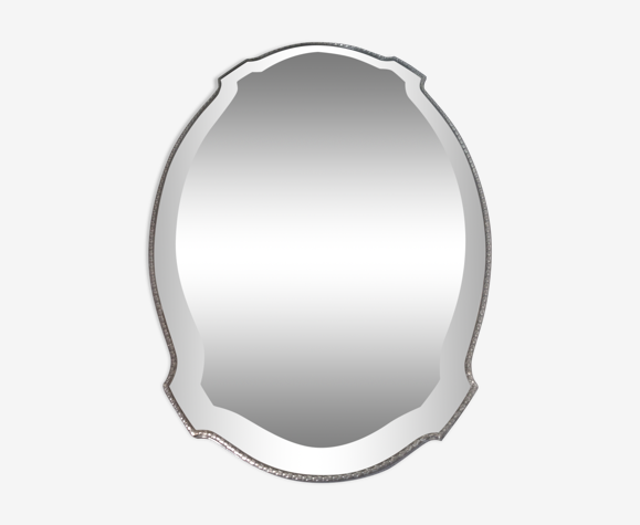 Miroir biseauté cadre en métal argenté