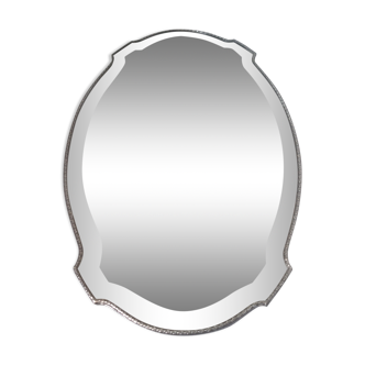 Miroir biseauté cadre en métal argenté