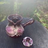 Coffee or tea service in enameled ceramic by Marius Giuge, artisan potter in Vallauris,