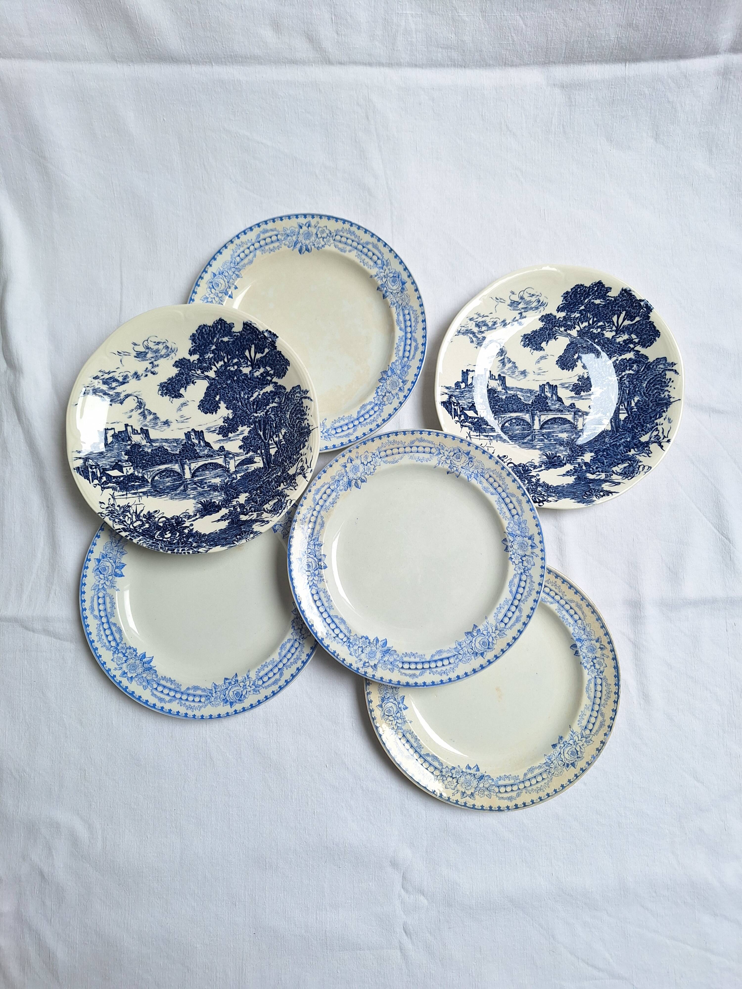 Vintage blue dinner plates