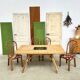 Dining table Audoux Minet bamboo rattan ceramic signed La Roue Vallauris