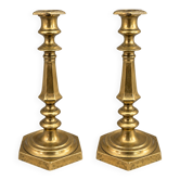 Pair of candlesticks, antique brass candelabra.