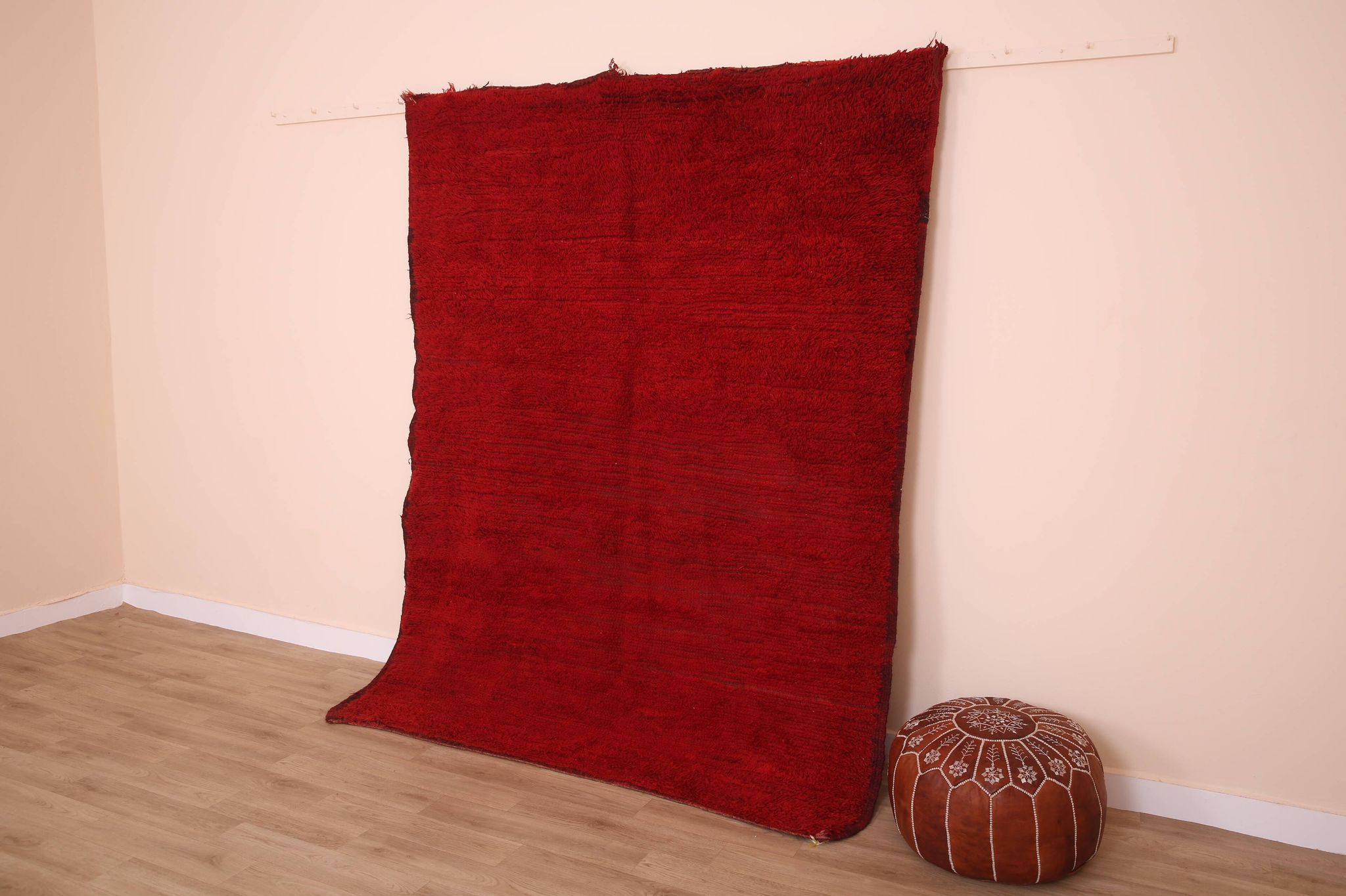 Red Vintage Moroccan Rug 180 x 230 cm, Berber Wool Rug, Handmade Boho Rug