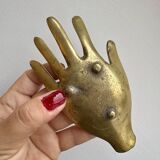 Vintage brass hand ashtray/trinket tray