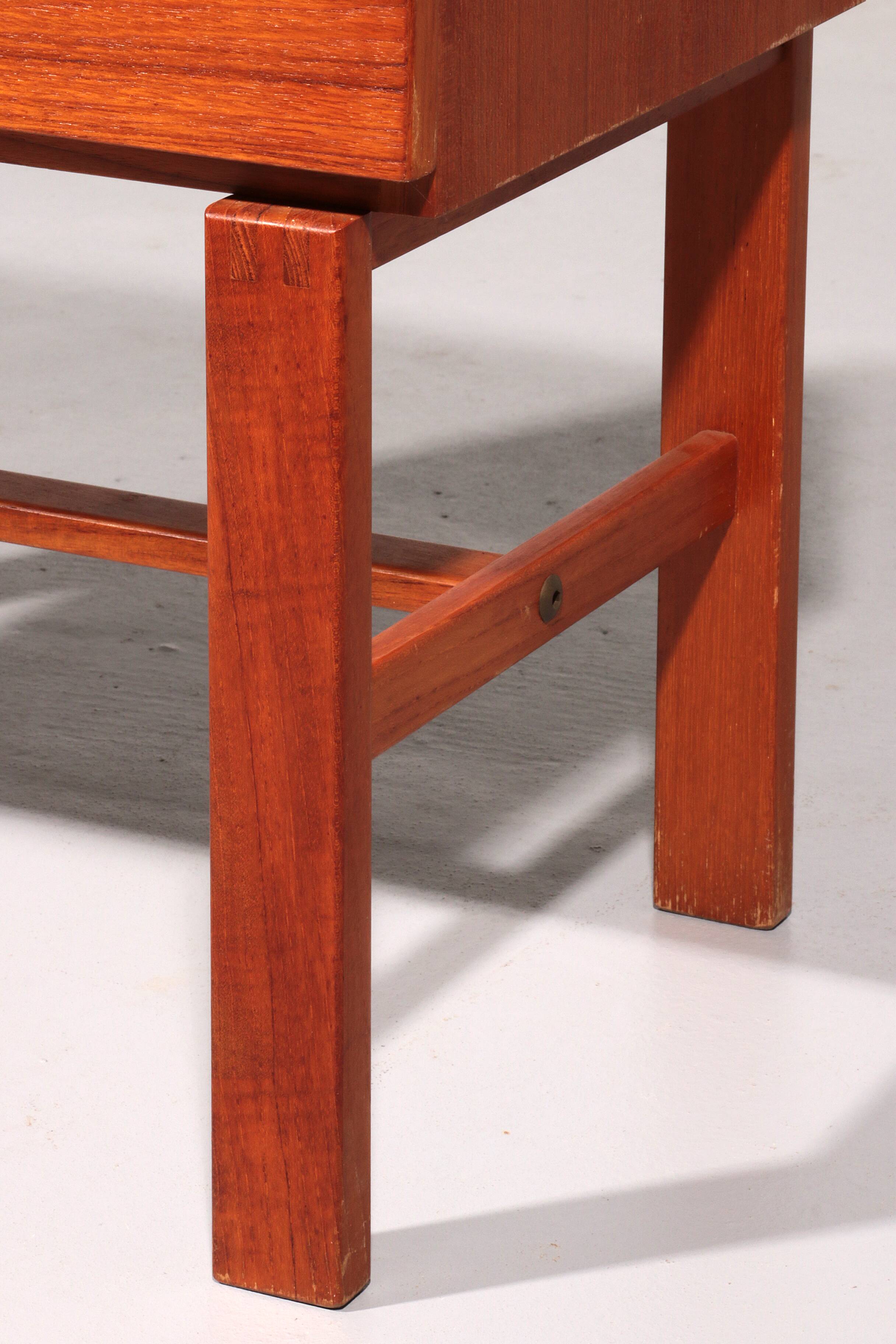 Vintage teak chest of drawers with leather handles by Fröseke Nybrofabrik