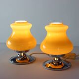 Table Lamps In Cream Opaline & Chrome, Bulgaria 1960s