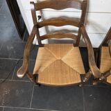 Pair of low beech armchairs