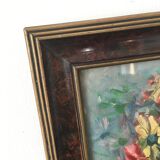 Painting on canvas bouquet of flowers in a vase.