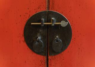 Antique Chinese red lacquer sideboard