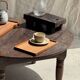 Rectangular solid teak plateau with carved edges 27x18.
