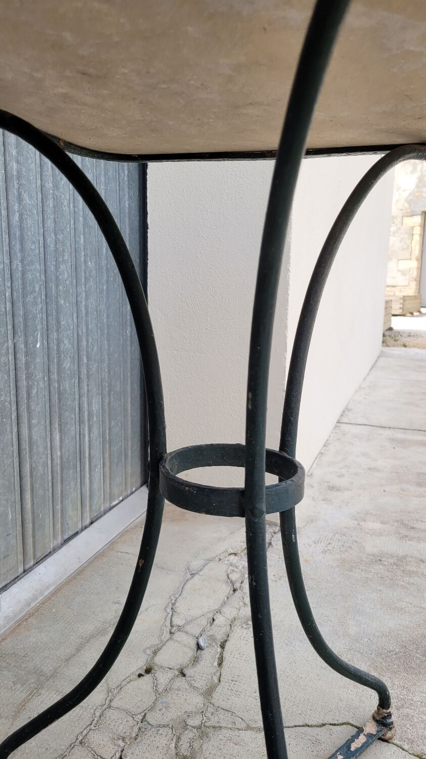 Parisian bistro pedestal table in antique marble