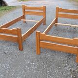 Pair of beds with twin box springs attributed to Maison Regain elm burl