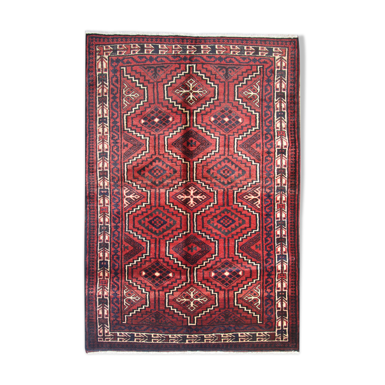 Red Wool Tribal Area Rug Hand made Oriental Wool Carpet- 171x247cm