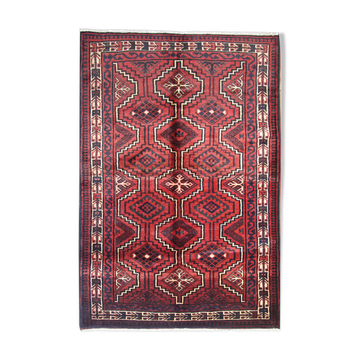 Red Wool Tribal Area Rug Hand made Oriental Wool Carpet- 171x247cm