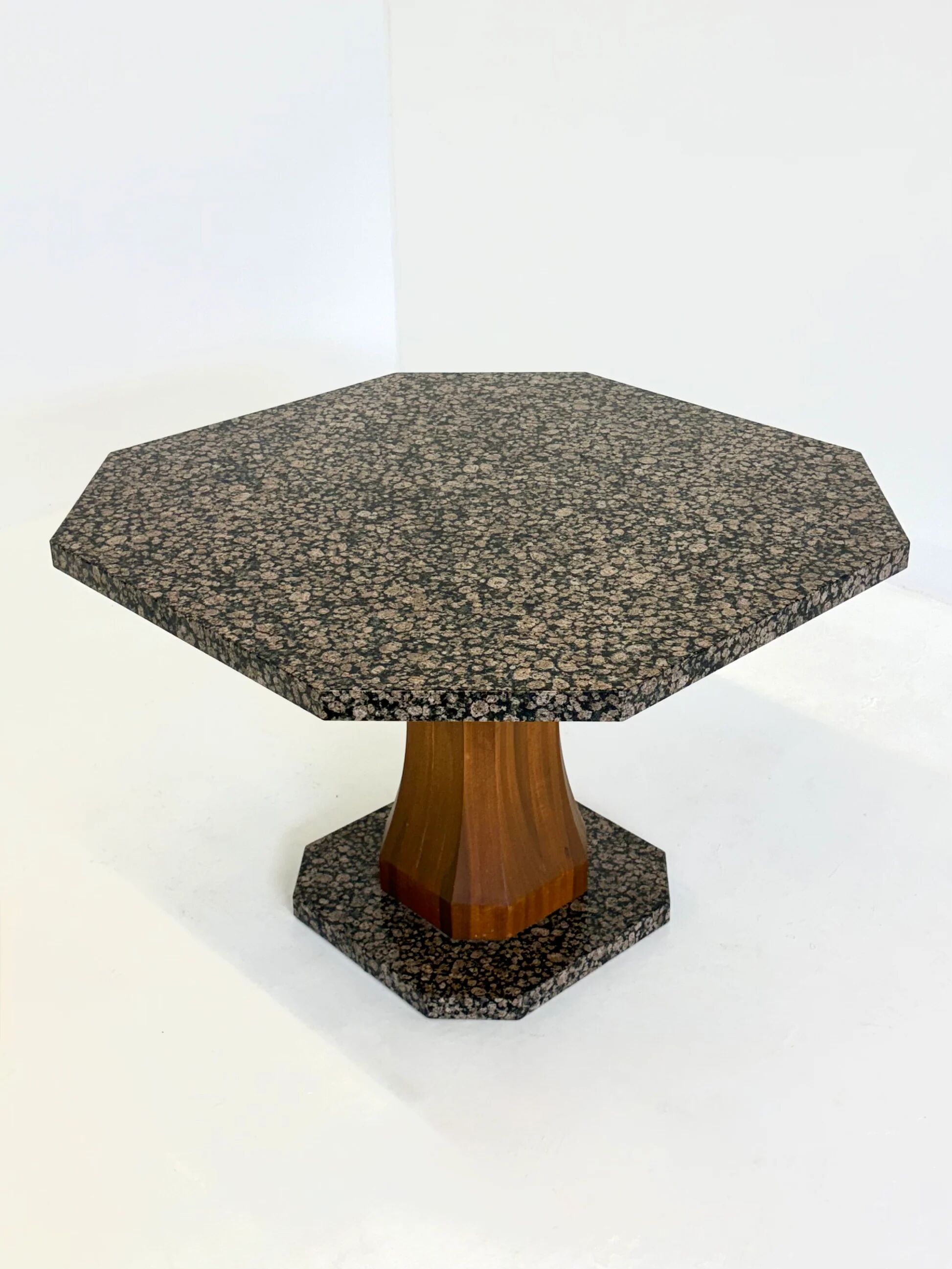 Art Deco dining table with octagonal granite top