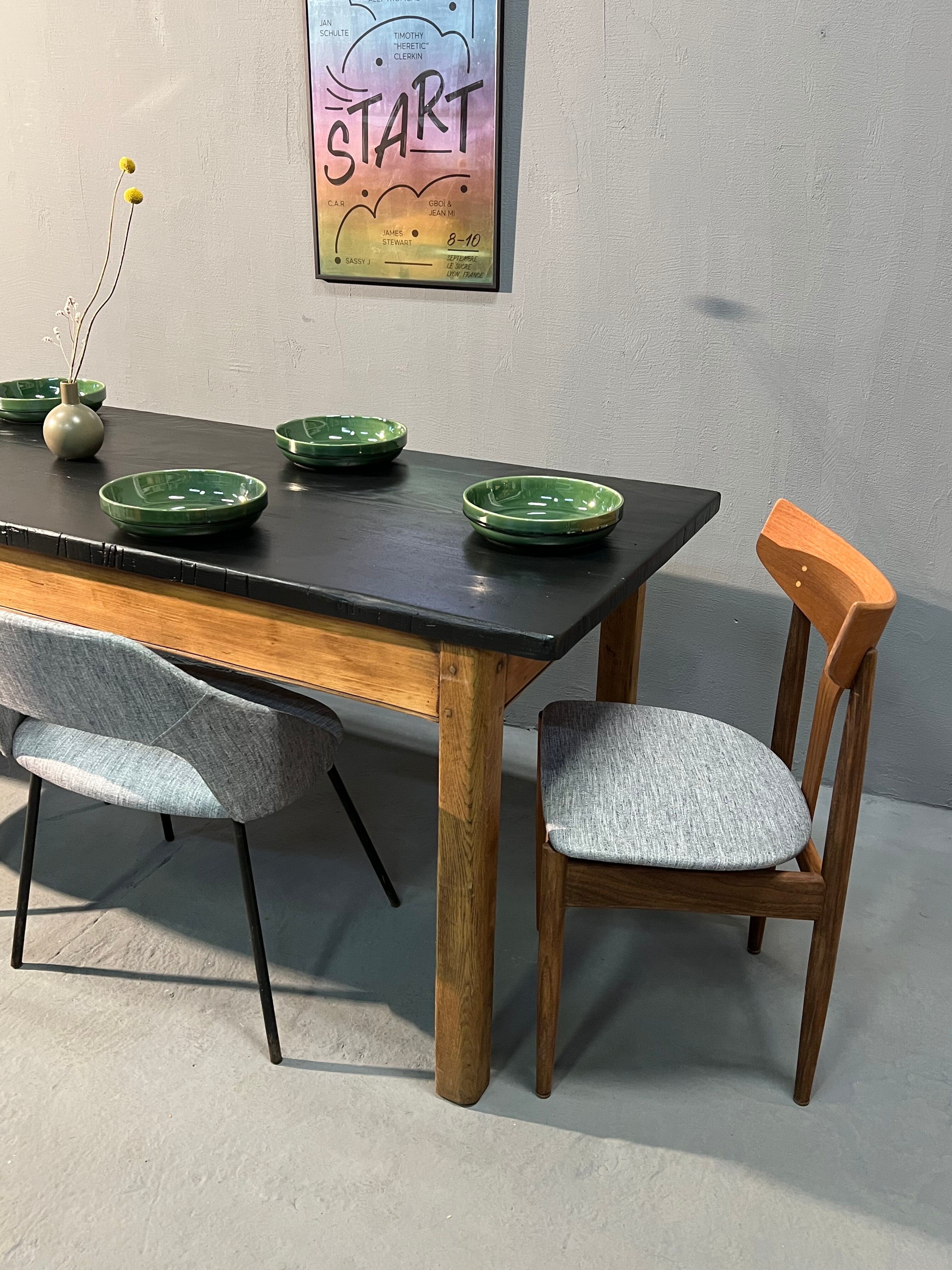 Farmhouse table, black top
