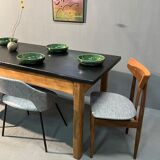 Farmhouse table, black top