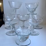 Set of 8 champagne glasses in crystal engraved 50s