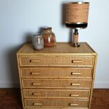 Rattan chest of drawers and woven wicker