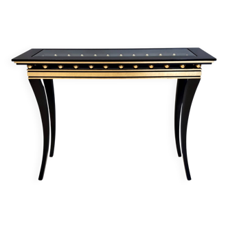Rectangular Ebonized Beech Console by Roberto Ventura with Crystal Top, Ita
