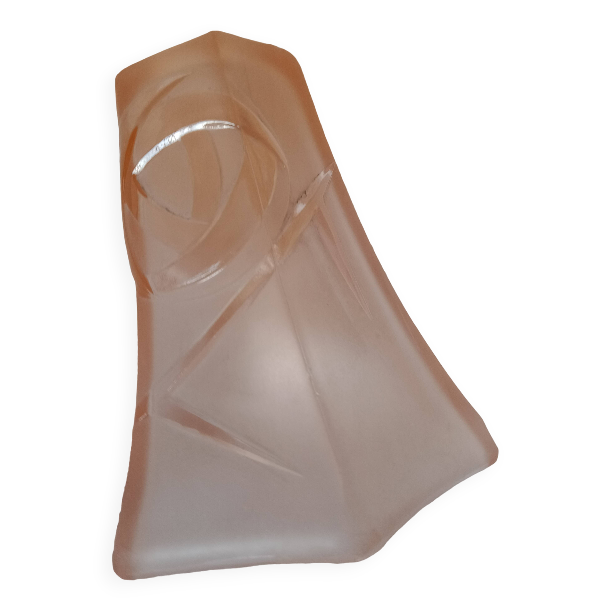 Tulip in bell - pink glass matt clear geometric decoration