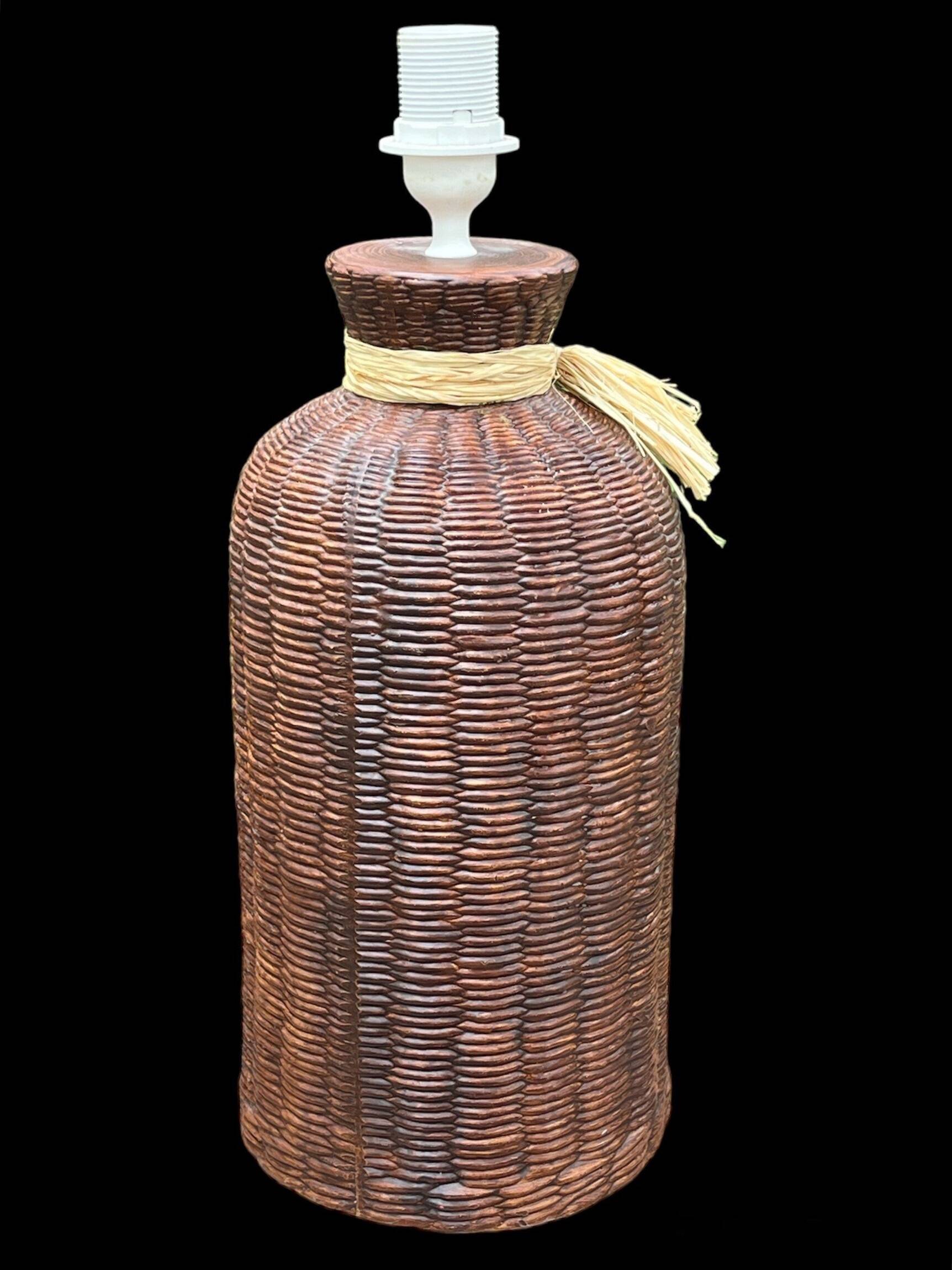 Large vintage 80s ceramic trompe l'oeil lamp