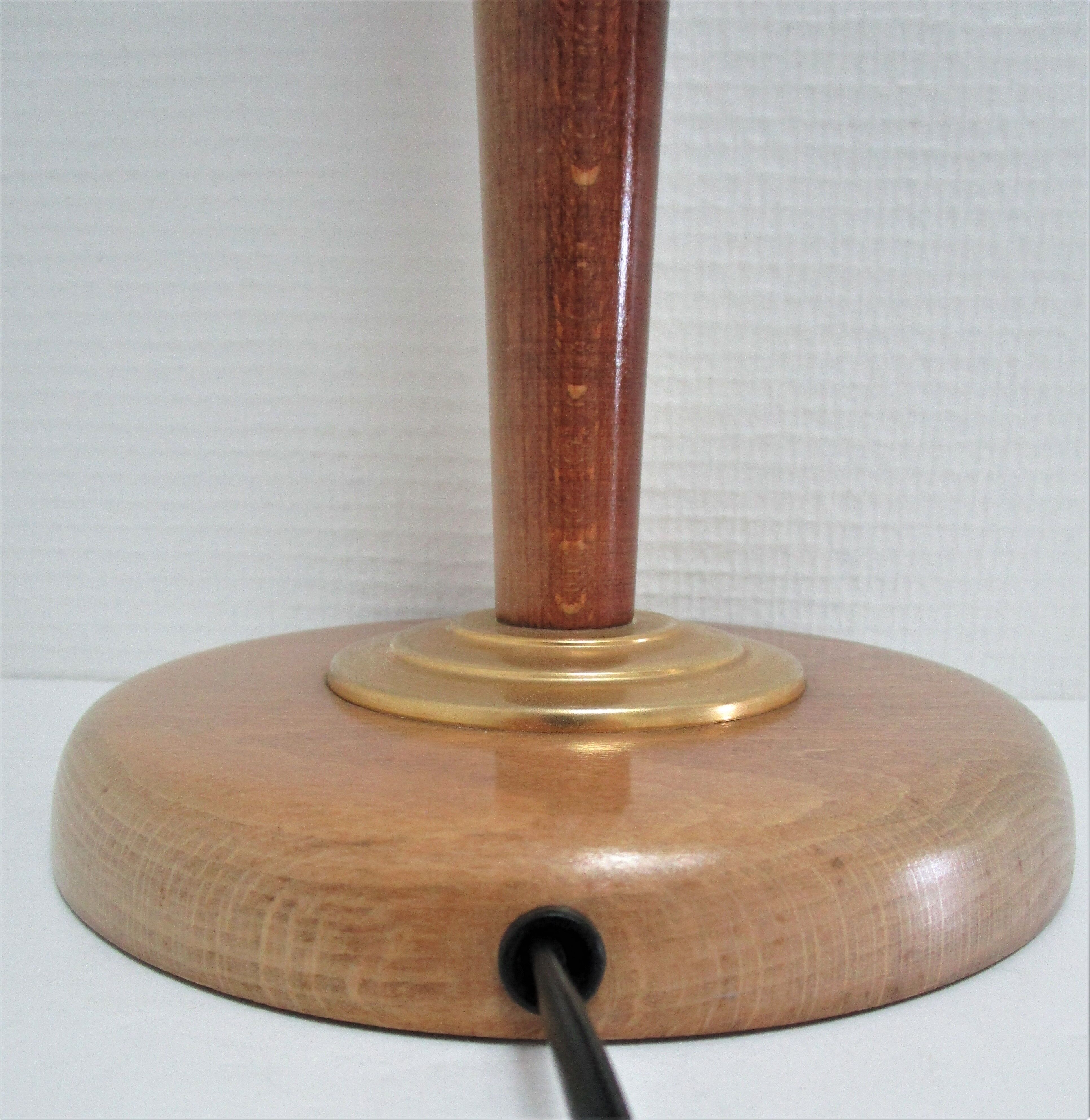 Pied de lampe bois massif patiné et métal doré vintage style art déco