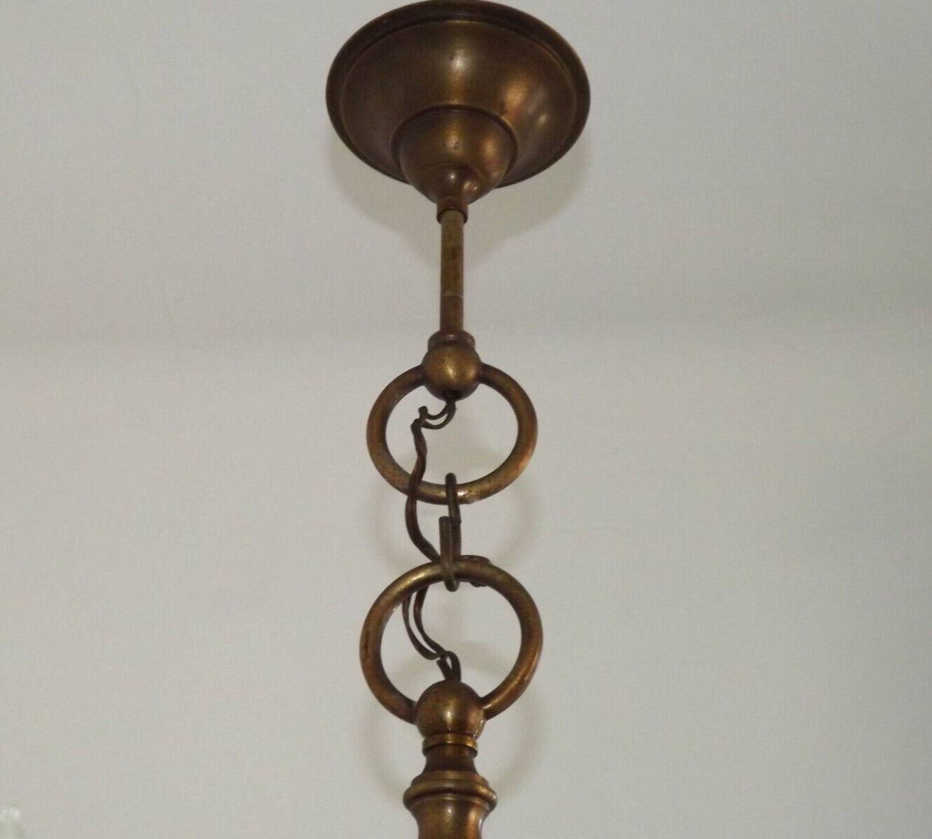 Large Vintage Bronze 6 Light Flemish Chandelier Birds Head Detail 4759