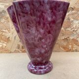 Ancien vase corolle j. guet céramique rose moucheté vintage