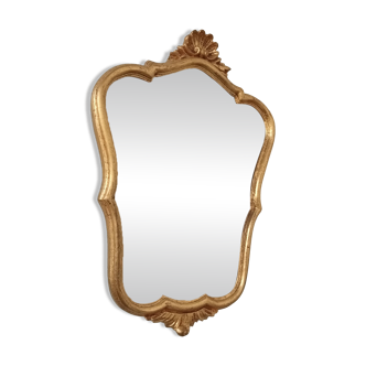 Miroir rocaille vintage années 50 en résine doré 41*28 cm