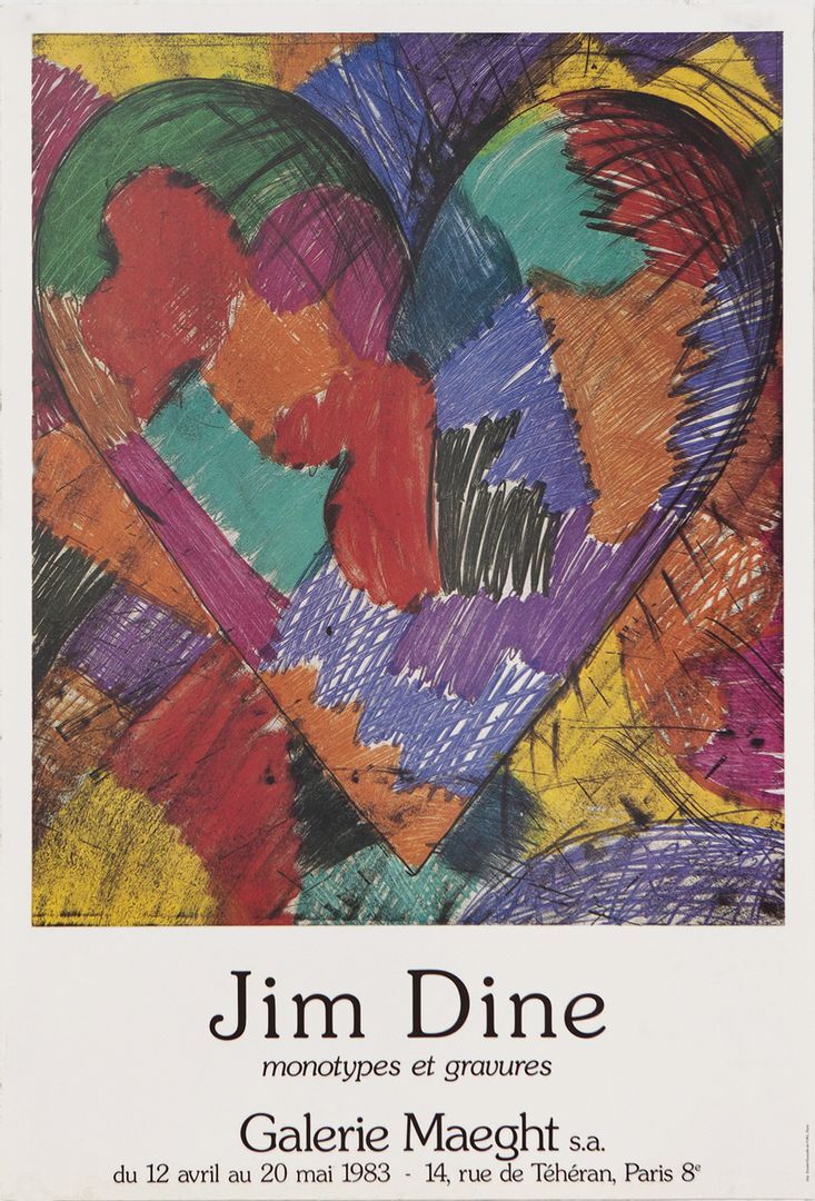jim dine, monotypes and engravings, galerie maeght, 1983, exhibition poster